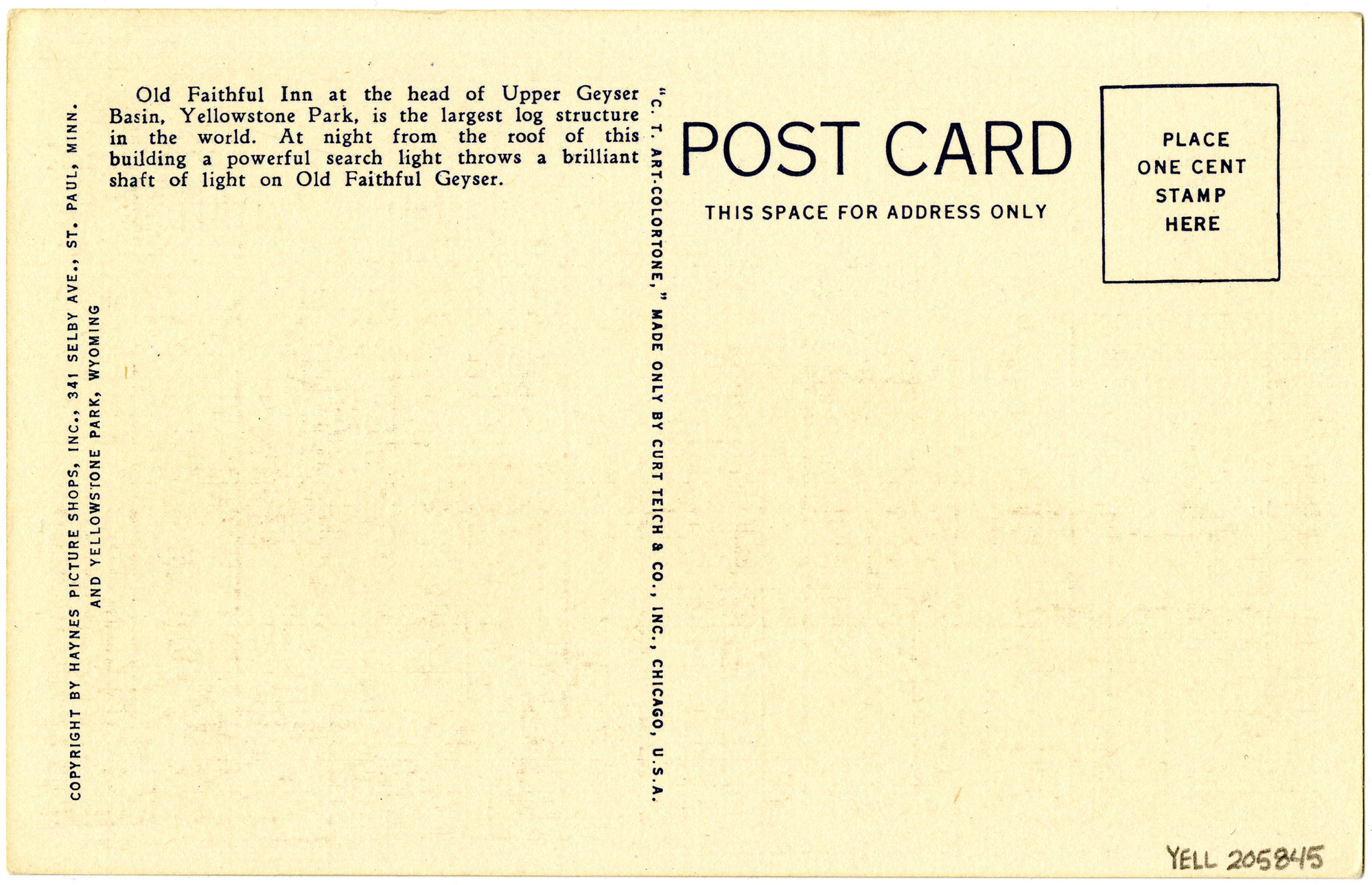 28455. Old Faithful Inn, Yellowstone National Park (Postcard)