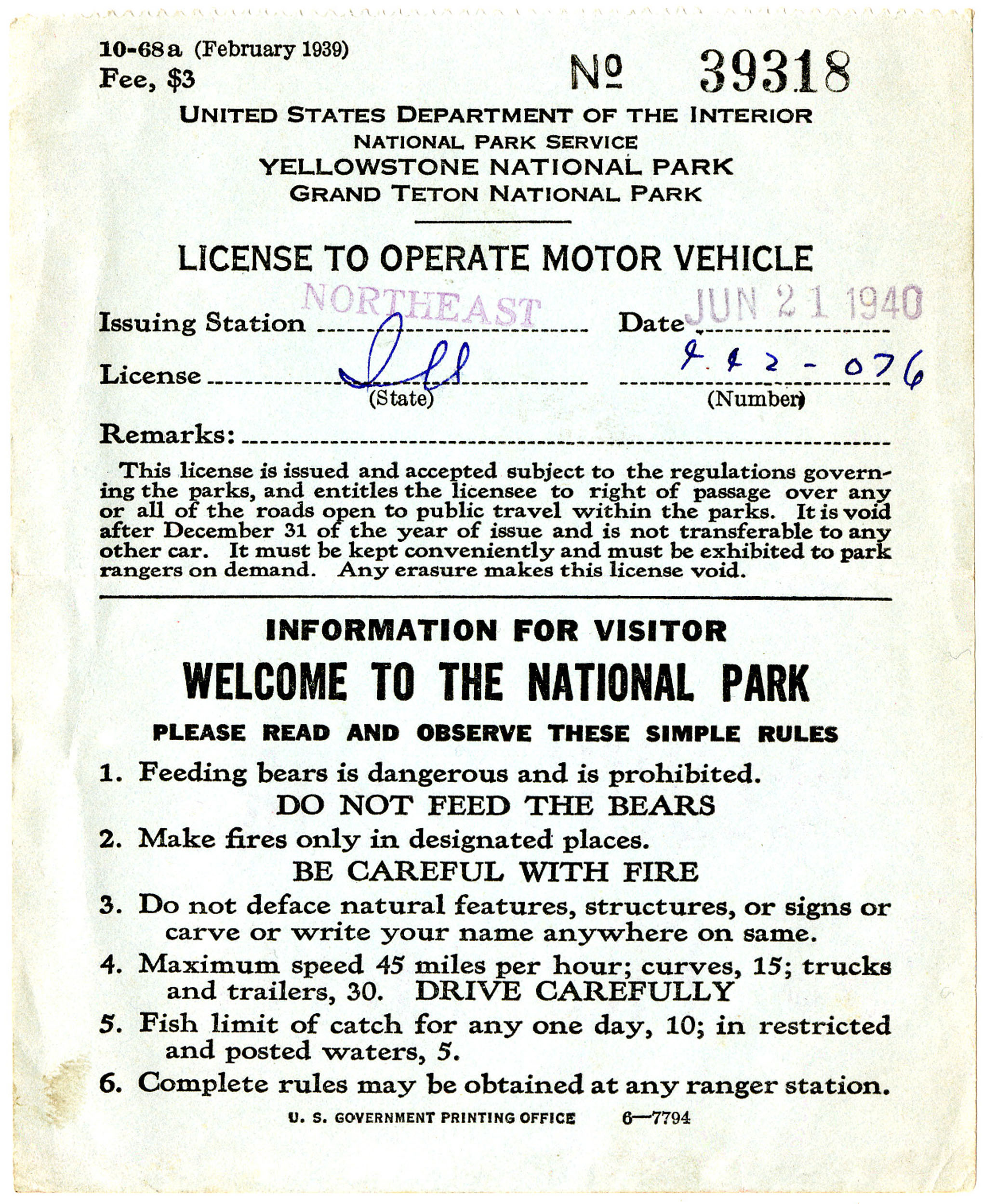 License to Operate Motor Vehicle