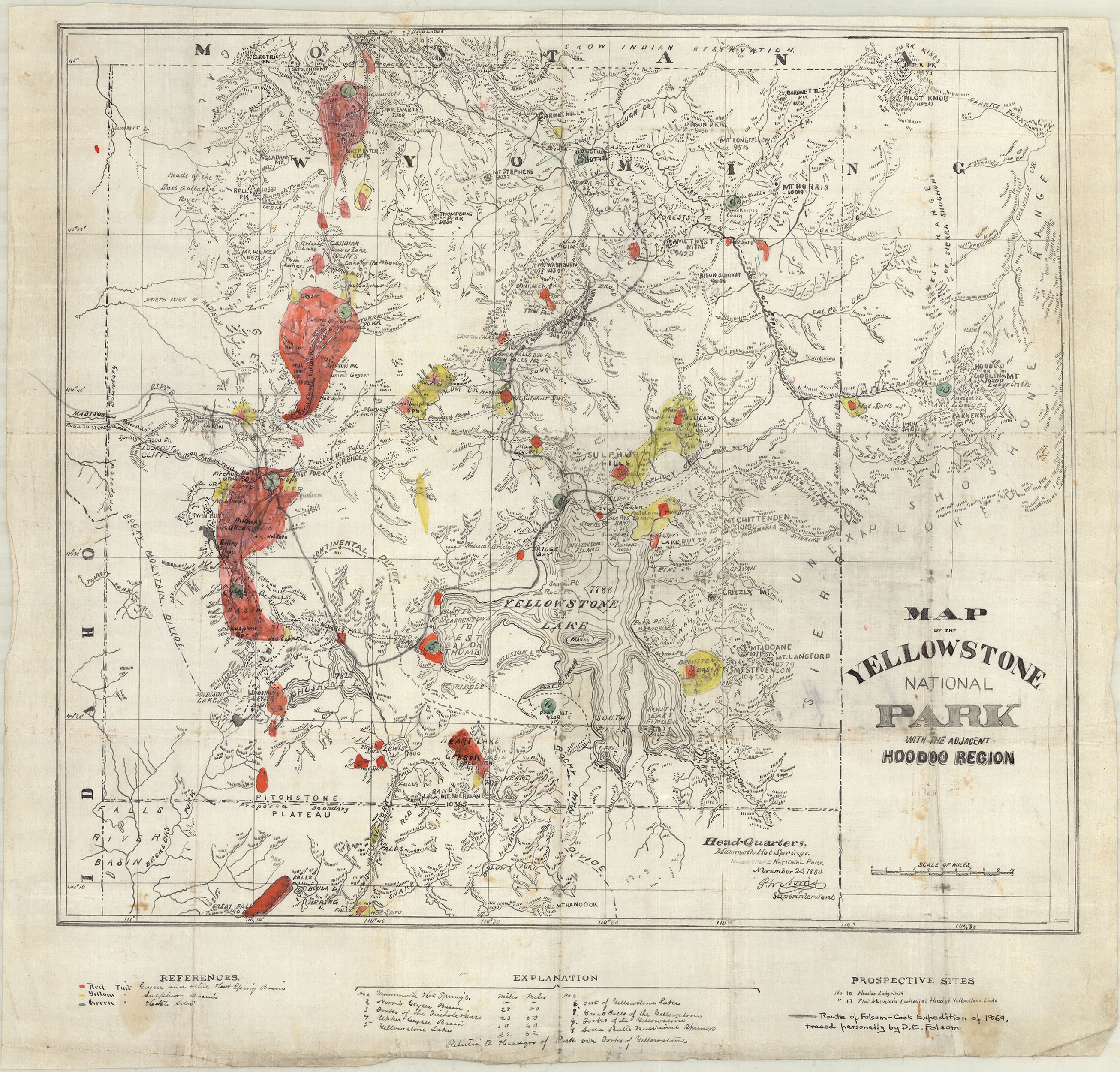 Map of the Yellowstone National Park with the Adjacent Hoodoo Region