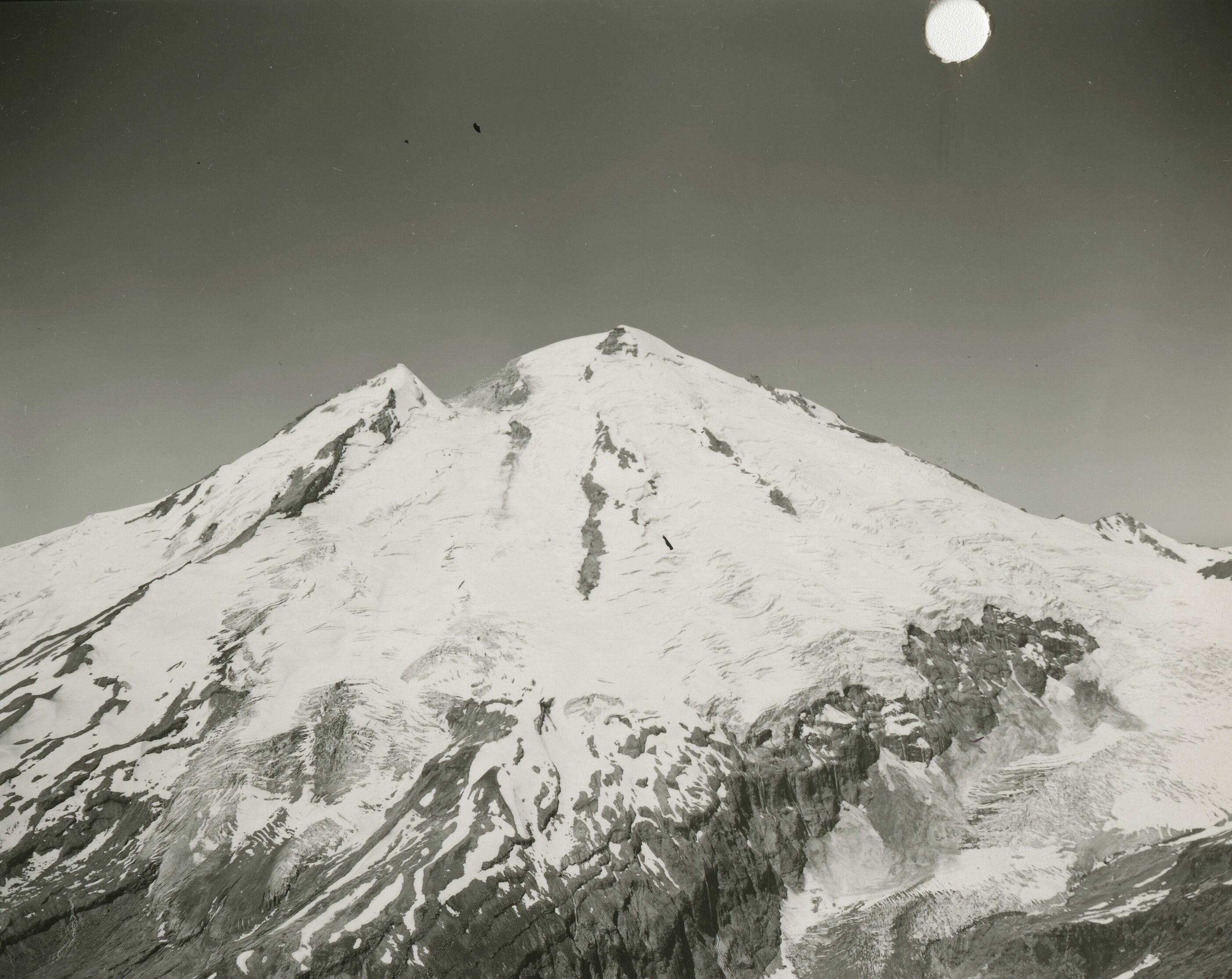 A glaciated mountain peak.