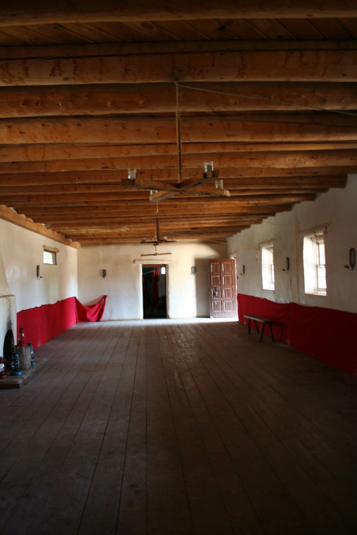 A wooden floor in a room.