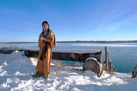 Amy Mossett, a member of the Mandan-Hidatsa tribe, as Sacagawea.