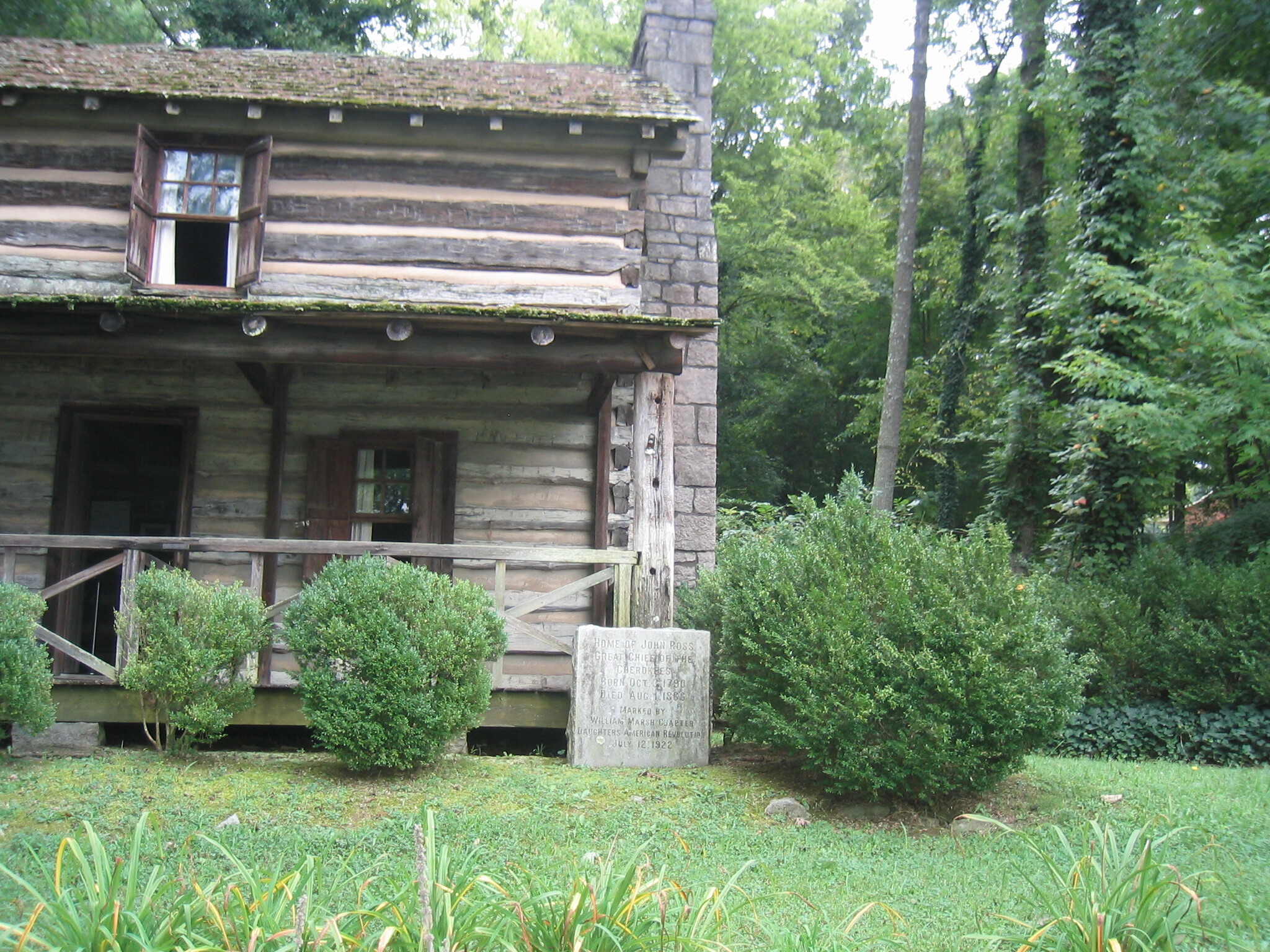 A small log cabin.