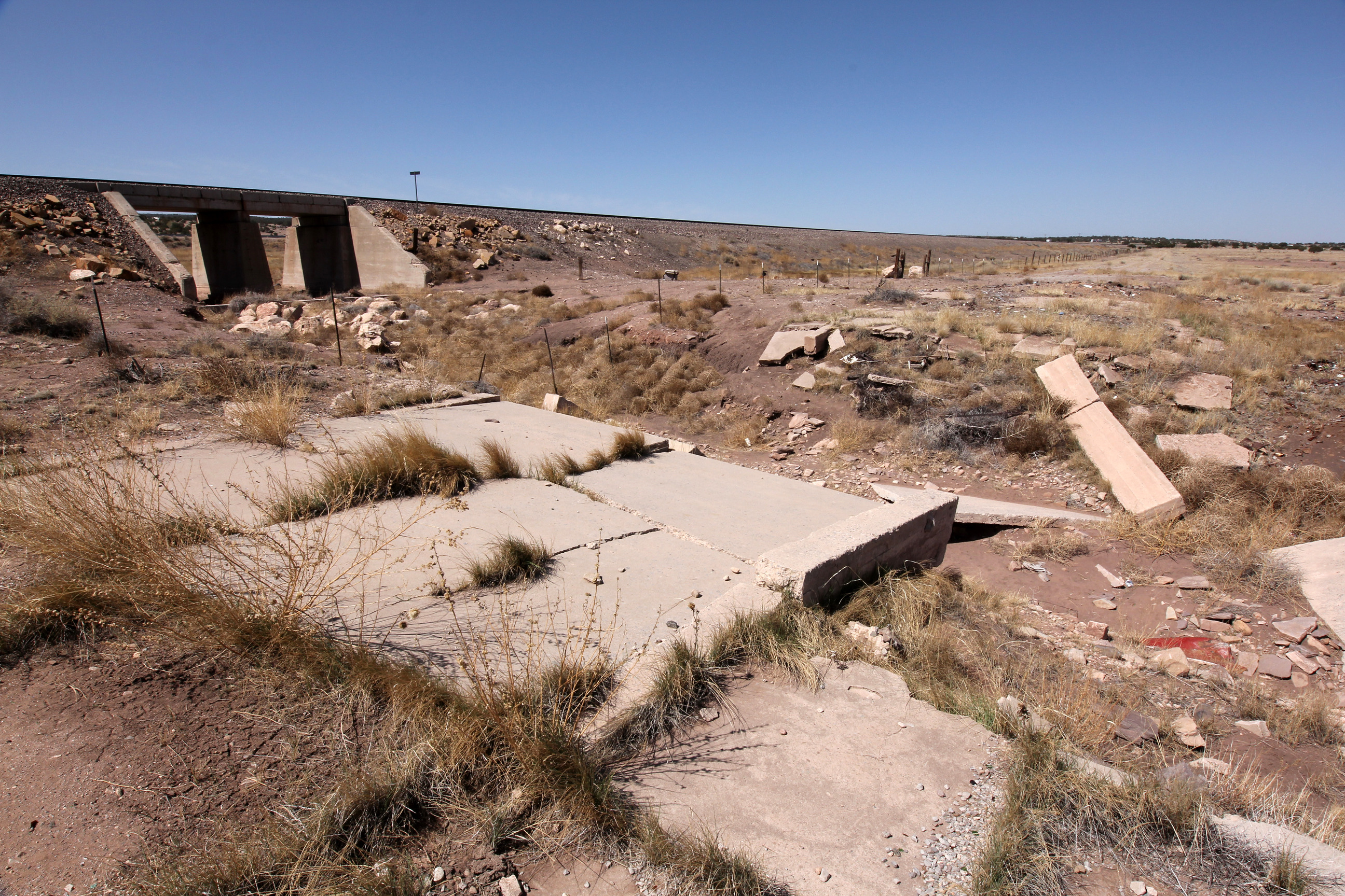 Two successive Low-water Crossings on the N. side of the RR at Prewitt (1926 route).