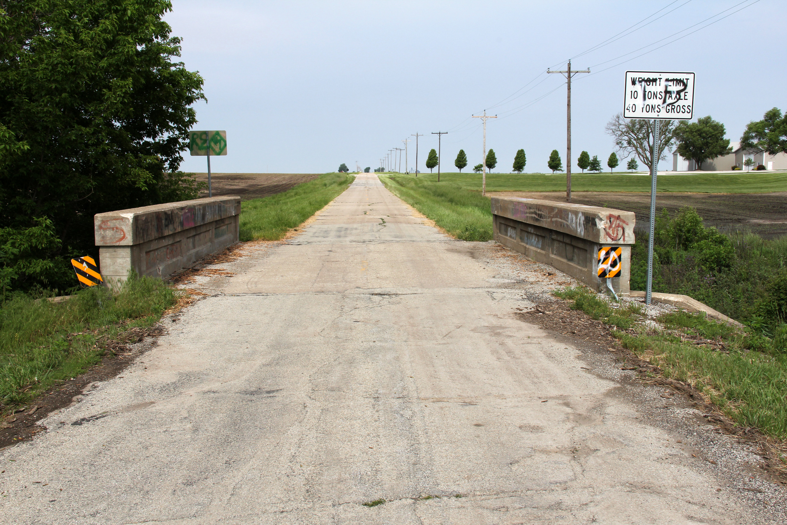 Concrete bridge on Hurricane Creek on the E/W section of the dogleg (Harvest) N. of Carlinville.