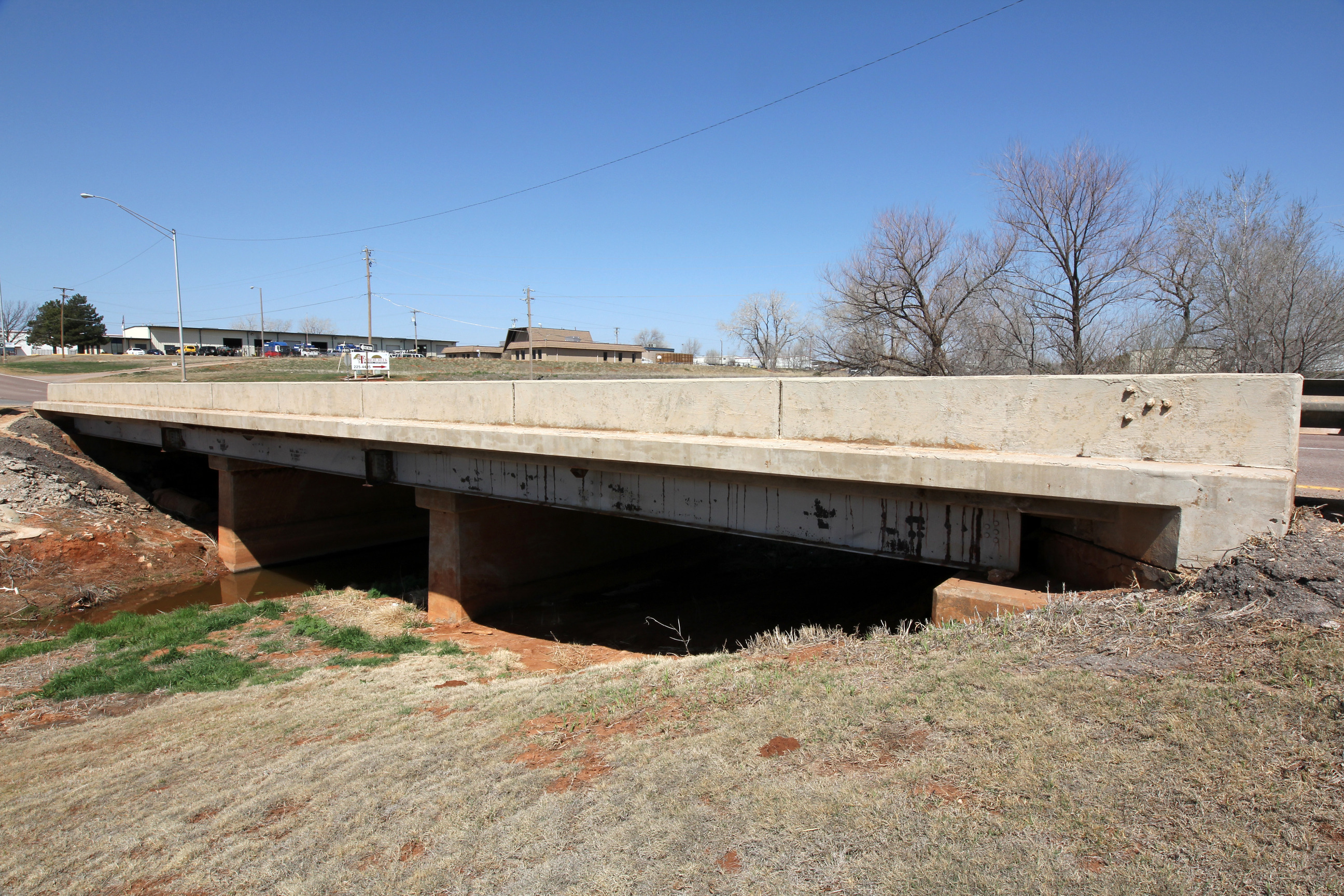 Bridge on unnamed creek on the WB lanes of Bus. 40 at the E. end of Elk City.