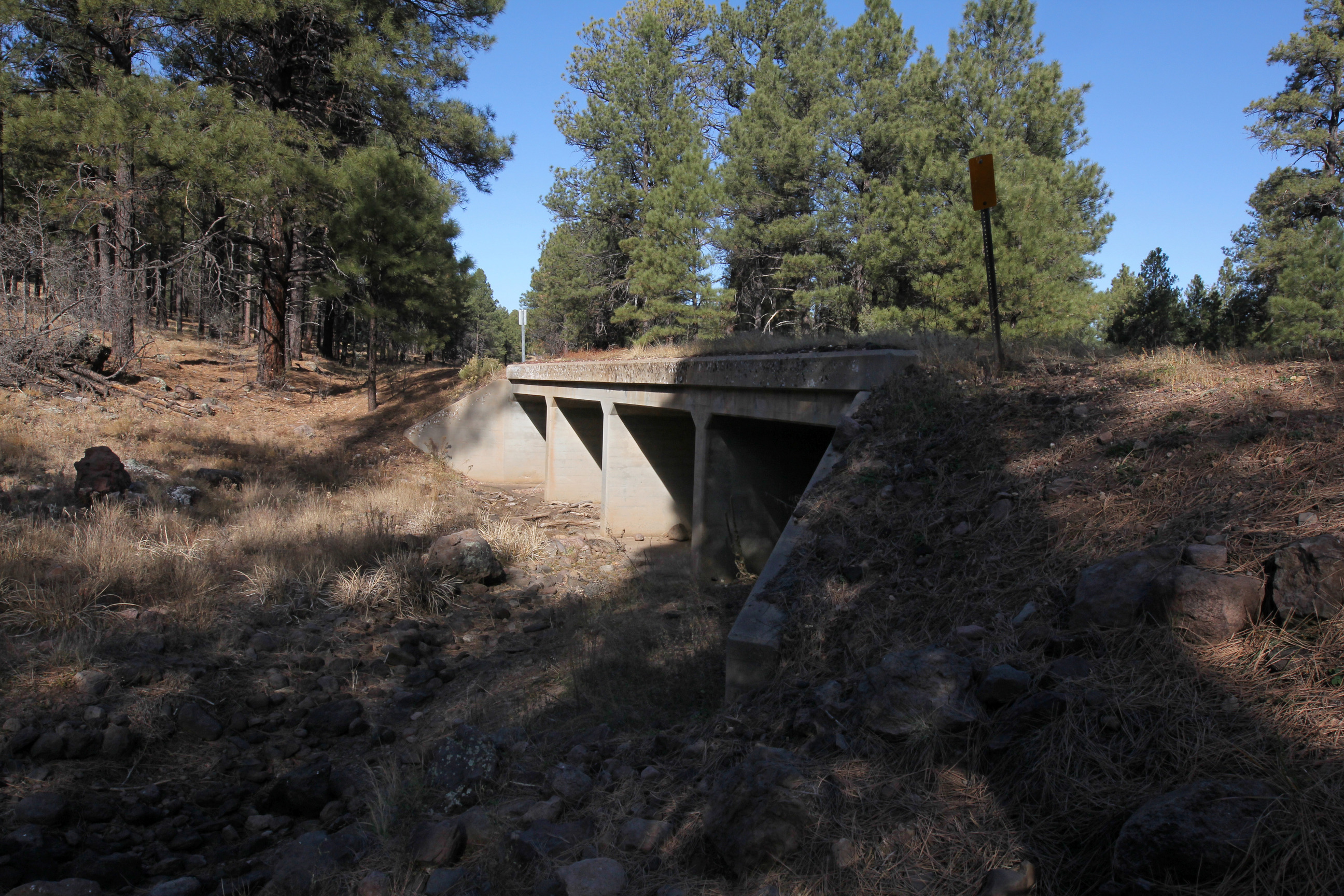 Concrete Culvert on the 1931 paved route about 1/2 mi. W. of Devil Dog Rd. (I-40 Exit 157).