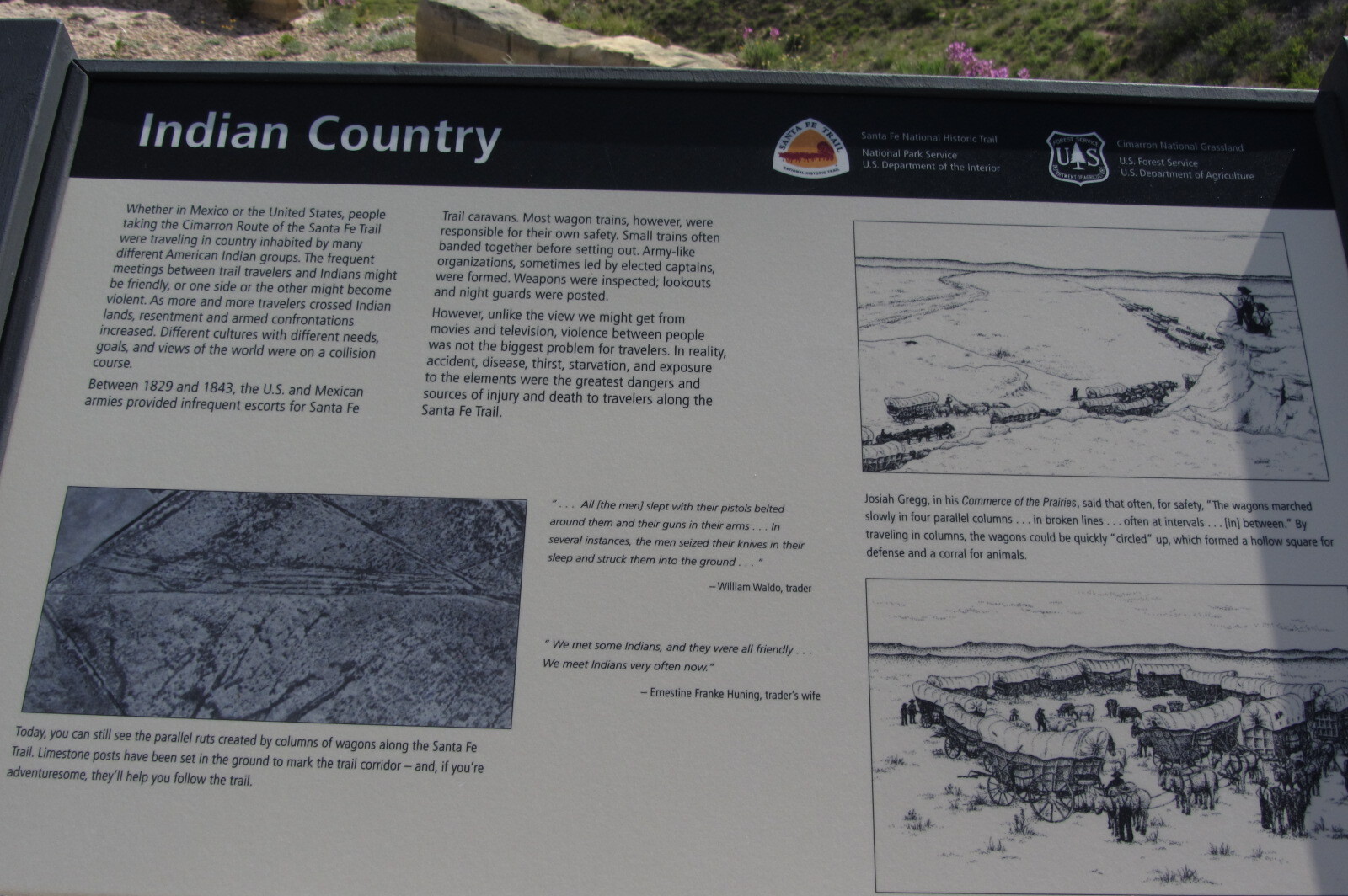 
An wayside panel titled "Indian Country" with historical information and illustrations.
