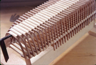 Workshop, tools, and the hull construction of the model of Kathleen (built 1901; spritsail barge), 1968 March-1973 March