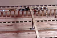 Workshop, tools, and the hull construction of the model of Kathleen (built 1901; spritsail barge), 1968 March-1973 March