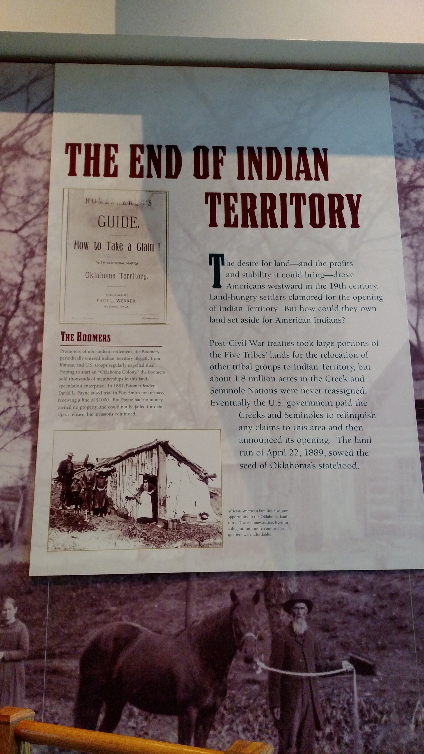 A poster with the text "the end of indian territory" on it.