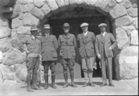 Meeting between NPS & Calif. State Fish & Game members L-R: Hull, Leavitt, Mather, McDougal & Greene