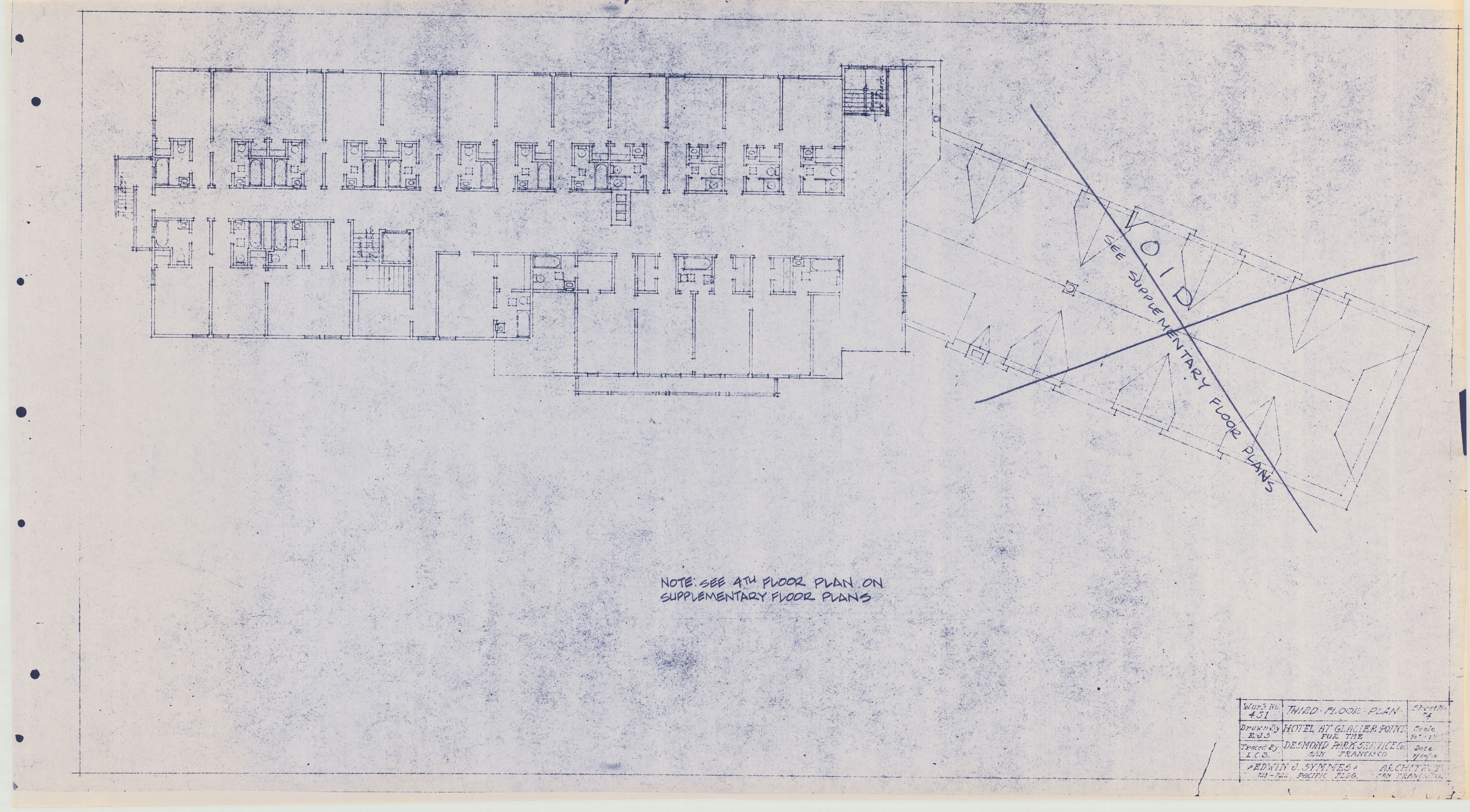 Third Floor Plan for Hotel at Glacier Point for the Desmond Park Service Company