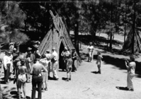 Chief Le-Me at Indian Caves with visitors.