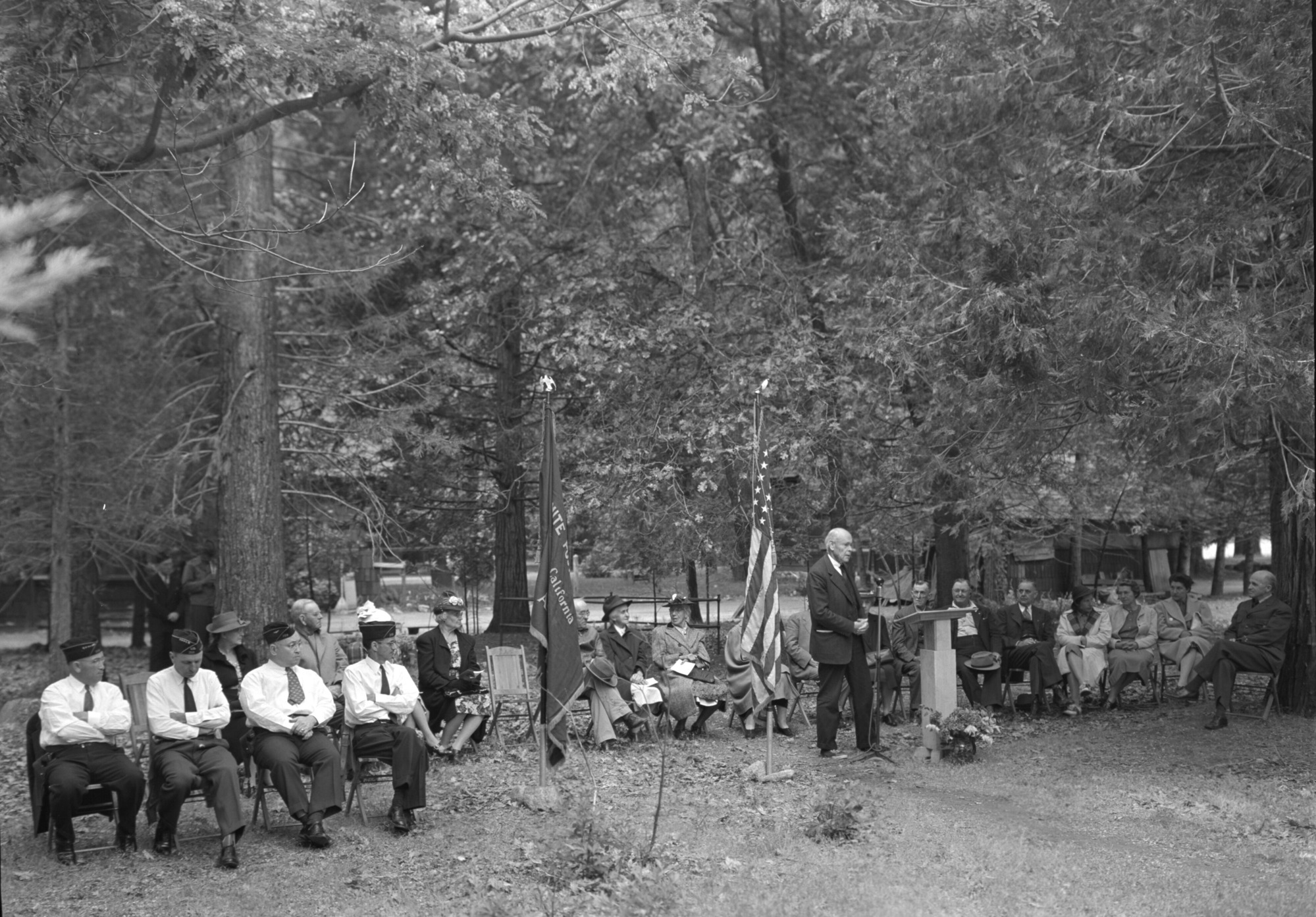 Mr. William E. Colby addressing Pioneer Memorial Service at Yosemite Cemetery.