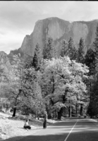 Half Dome & fall color on road to Mirror Lk.