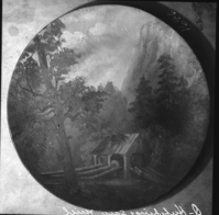 Hutchings' Sawmill. Copied from historic photo file of a painting by Elvira Hutchings