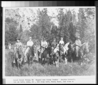 Local Scout Troop. Mr. Wegner was troop leader. Archie Littrell, 1st on left; John, Jr.,  3rd from left; Rusty Rust, 2nd from right. Copied from Wegner photo album.