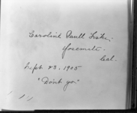 Autograph of Caroline Fiske in the book of Nellie & Dorothy Atkinson. Copied courtesy Bonnie Douthit. Copied October 1980 by Michael Dixon.