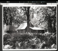 Copy Neg: J. Ernest, 1983. Hutchings' cabin - Yosemite Valley (From Bancroft Library). Original print in the over-sized photo drawer in RL.