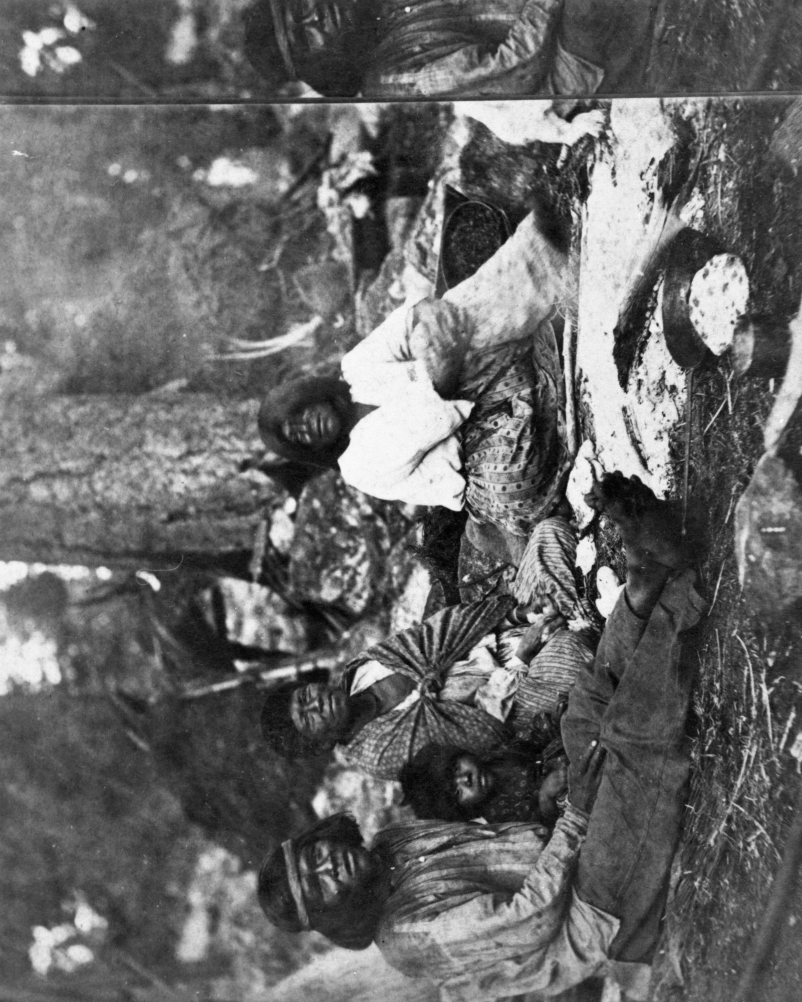 John P. Soule, Boston. Copy Neg: MD 7/24/85. Detail of L. Smaus stereo (RL-16,597). Caption: "No. 1136. Digger Indians,- Yosemite Valley." Tortilla in foreground.