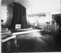 Detail of RL-16,484. Caption: "9469 - The Cedar Tree Sitting Room, Sentinel Hotel, Yosemite Valley, Cal., U.S.A." Text on back of the original card (see RL-16,484). copied by Michael Dixon, copied July 1985