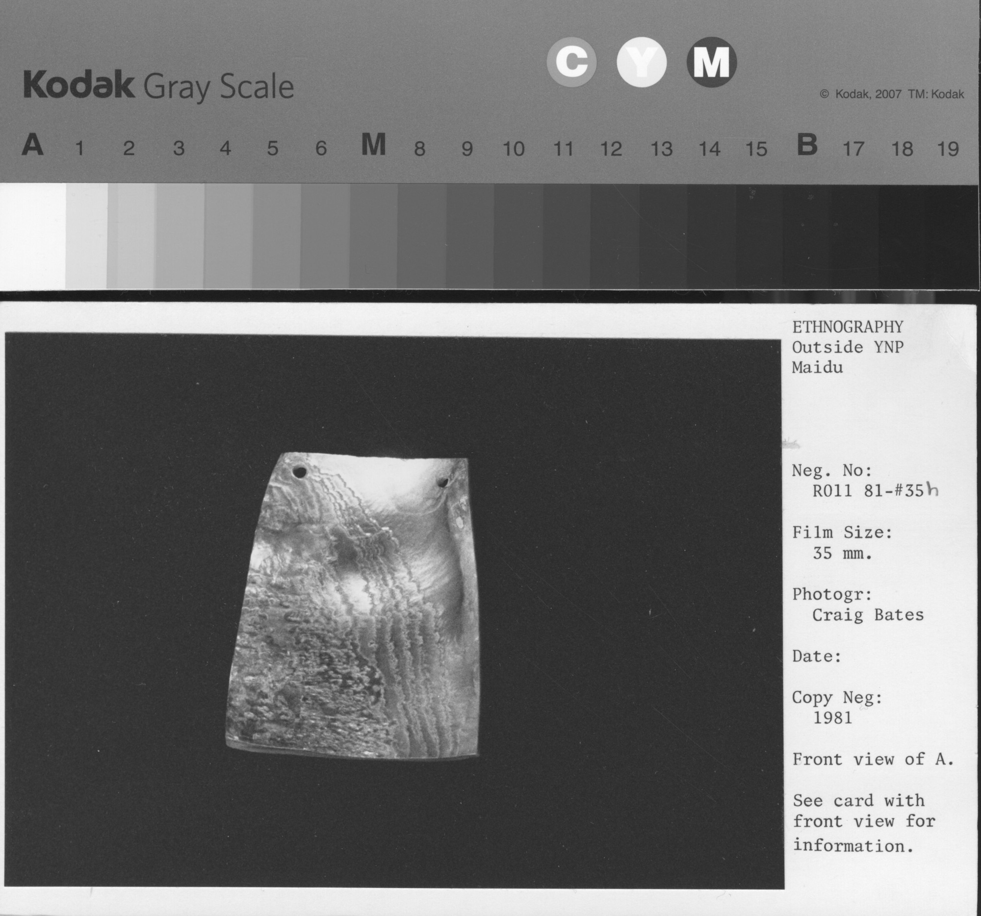 Copy Neg: 1981. Front view of D. See card with front view for information.