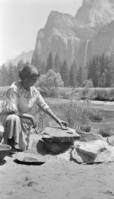 Maggie Howard cooking acorn cakes.