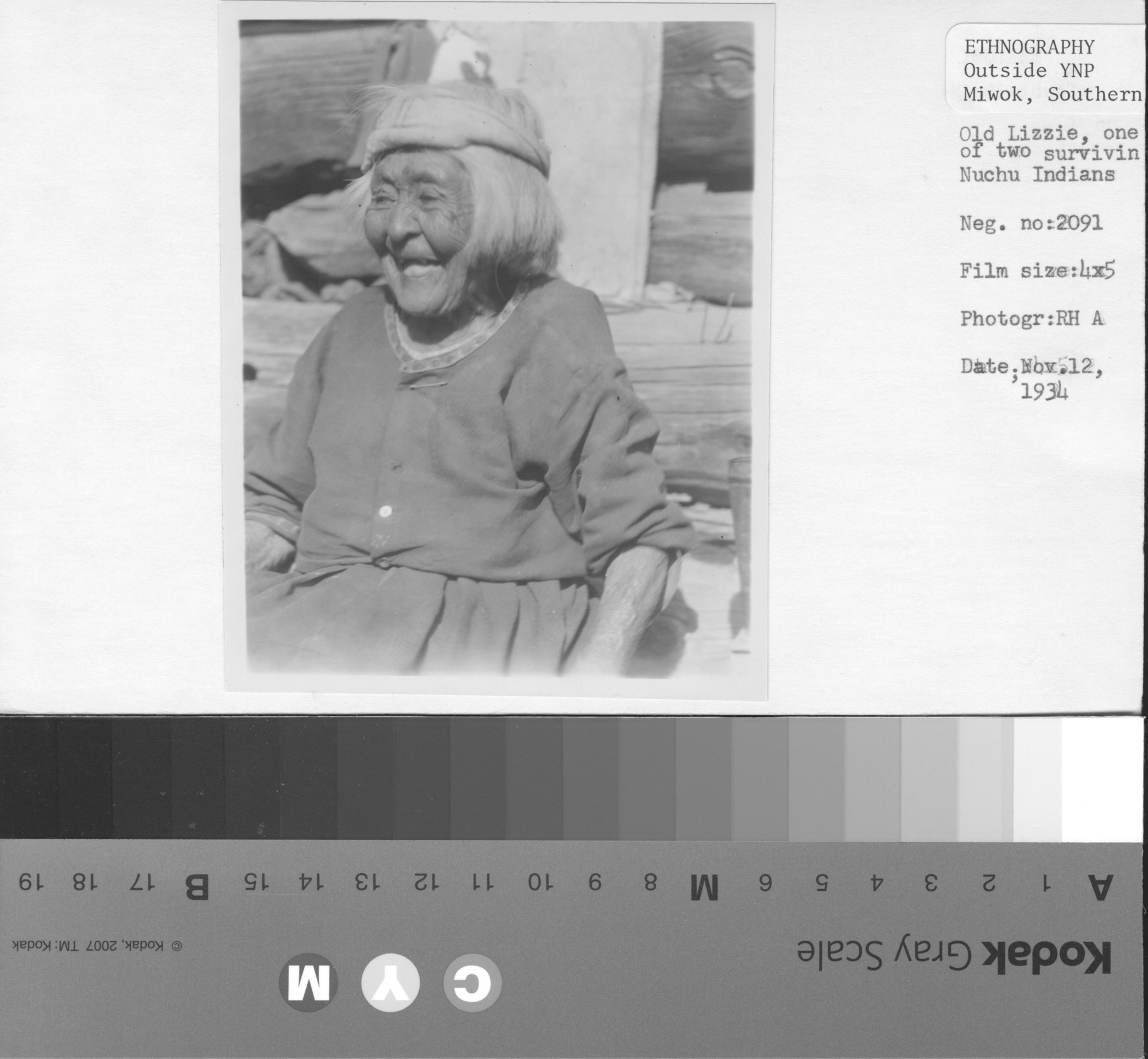 Old Lizzie, one of two surviving Nuchu Native Americans.