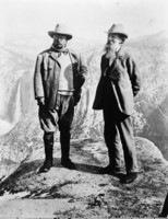 John Muir and Teddy Roosevelt at Glacier Point.