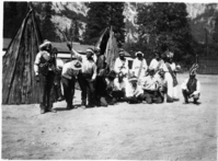 Miwok dancers at Yosemite Lodge. Copied from original in YNP Collections by Michael Dixon in September 1981.