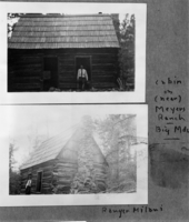Cabin on (near) Meyers Ranch - Big Meadow. Ranger Milani. Copied from Art Holmes Album (NPS Employee). Copied Sept. 1983 by Michael Dixon.