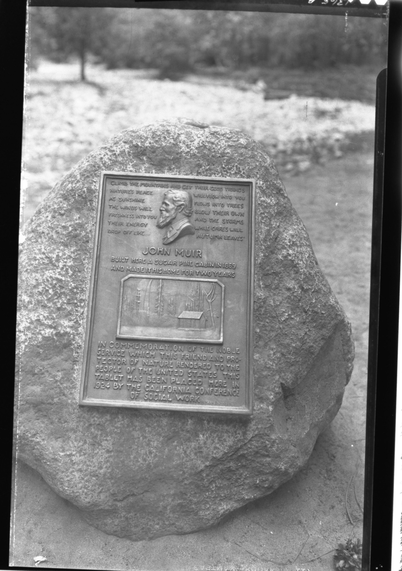 Plaque at supposed site of Muir's cabin