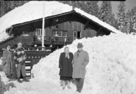 After record snowfall. In pictures are Mr. and Mrs. Arthur Demaray, recently retired Director of NPS; Mr. and Mrs. Wesley, landscape engineer of Region Four.