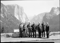 Secretary Claude Wickard and party at the Wawona Tunnel. Supt. Kittredge on the far right. (Sec. of Agriculture)