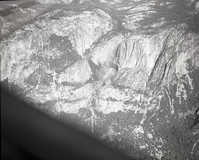 Yosemite Falls. Aerial photograph of flight over park.