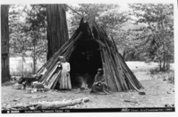 Indian Um-a-cha; Copy of old Taber photo "B3056 Native American Camp, Yosemite Valley, Cal."