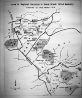 Area of Regional Variation in Sierra Miwok Coiled Basketry Map. Copied April 1981 by Michael Dixon.