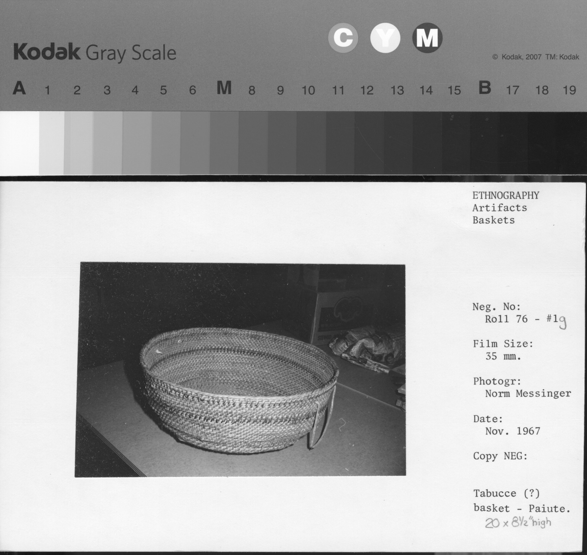 Tabucce (?) basket - Paiute. [20 x 8 1/2' high].