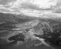 Lower Cathedral Lake. Aerial photograph of flight over park.