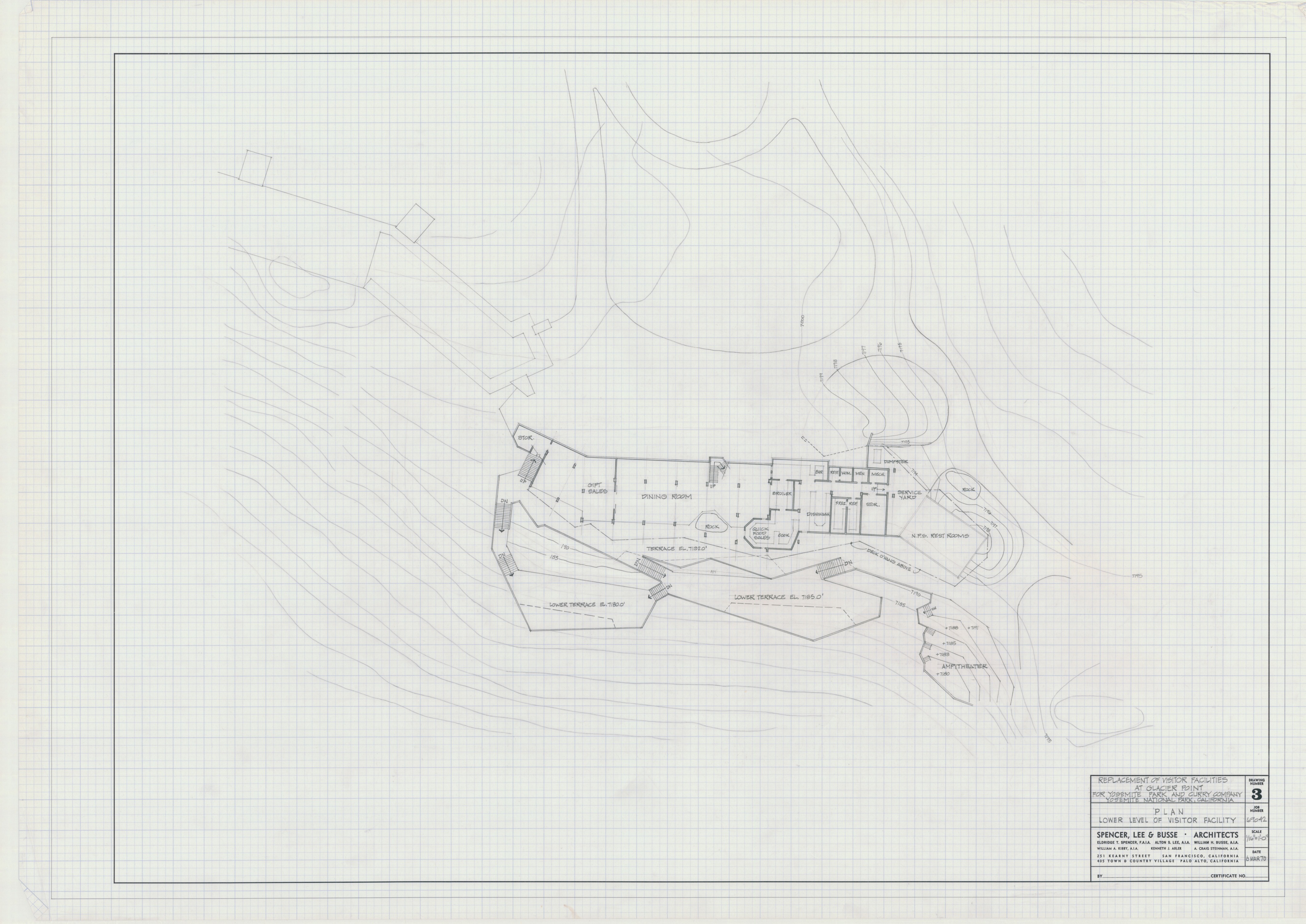 Replacement of Visitor Facilities at Glacier Point for Yosemite Park and Curry Company, Plan Lower Level of Visitor Facility