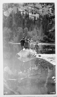 #278. Group of people standing on rock at Mirror Lake. Negative #: YM-07,799 & 06,177