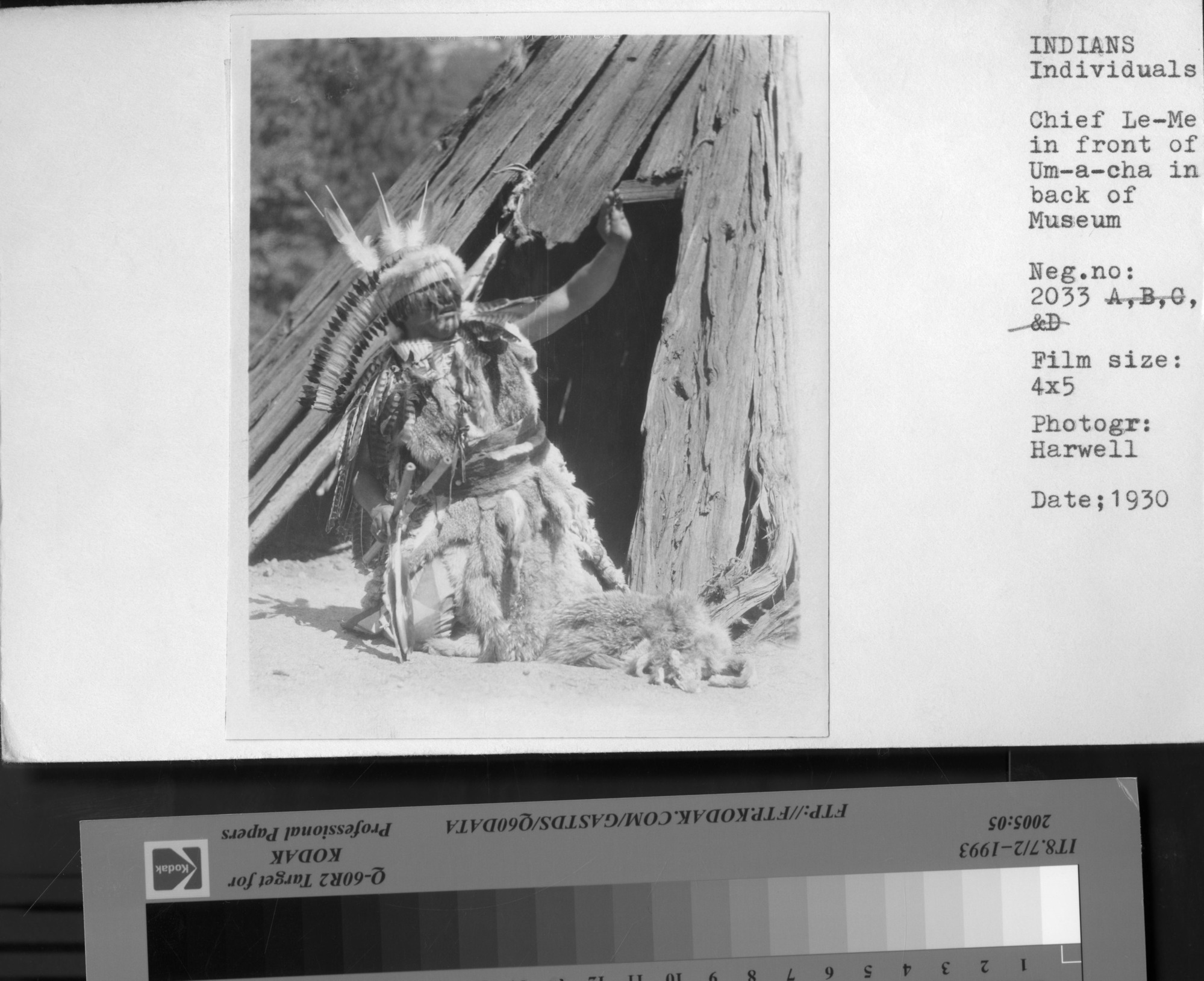 Chief Le-Me in front of Um-a-cha in back of Musuem.