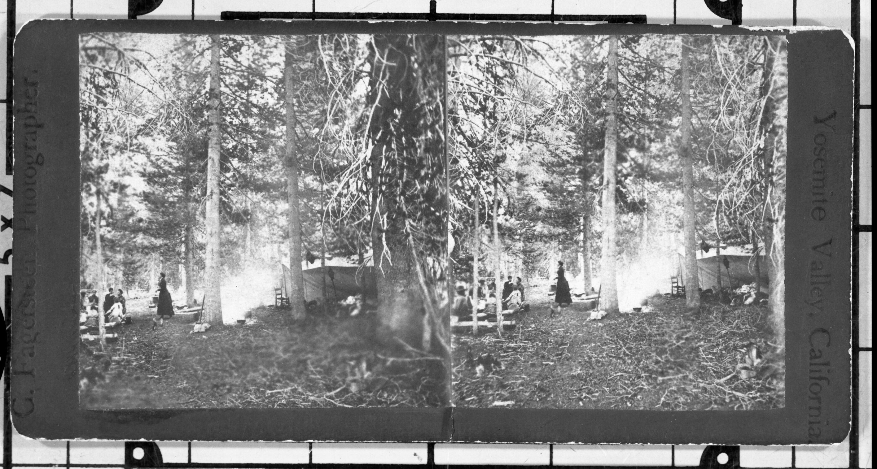 Copy Neg: July 1985 by Michael Dixon. From L. Smaus Collection. Labeled "Camp in Valley" on back of original card. Detail is RL-16,475.