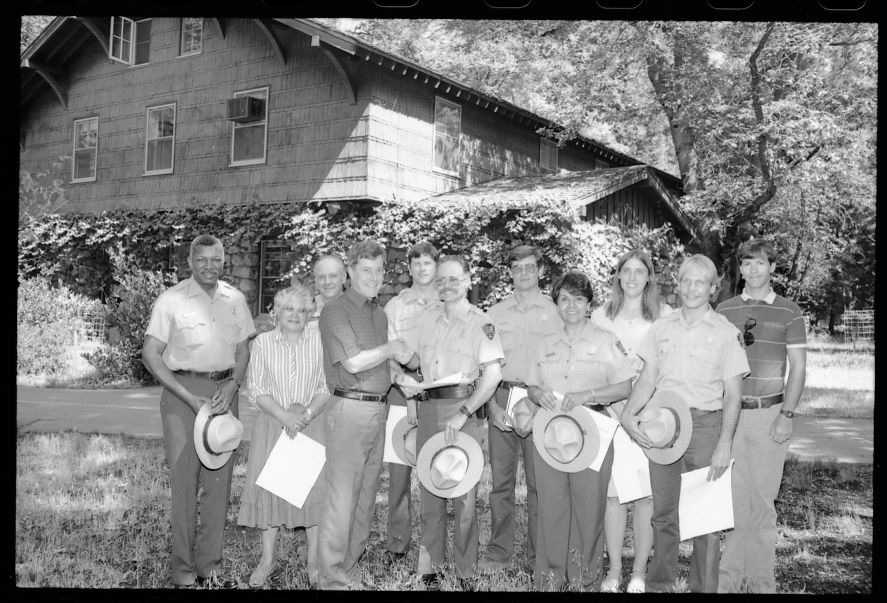 Special Achievement Awards. L to R: Jim Laney (Assist. Supt.), Dorothy Stanley, Horst Remmling, Bob Binnewies (Supt.), Jim Loach, Gary Colliver, Mike Durr, Emily Clarillos, Marla LaCass, Trace DeSanders and Mike Murray.