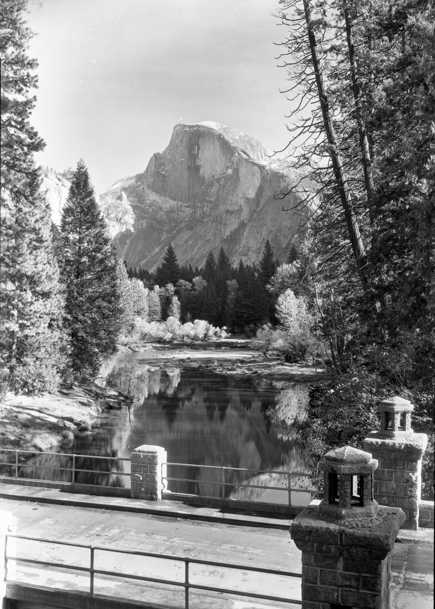 Half Dome & Merced River from Sentinel Hotel.