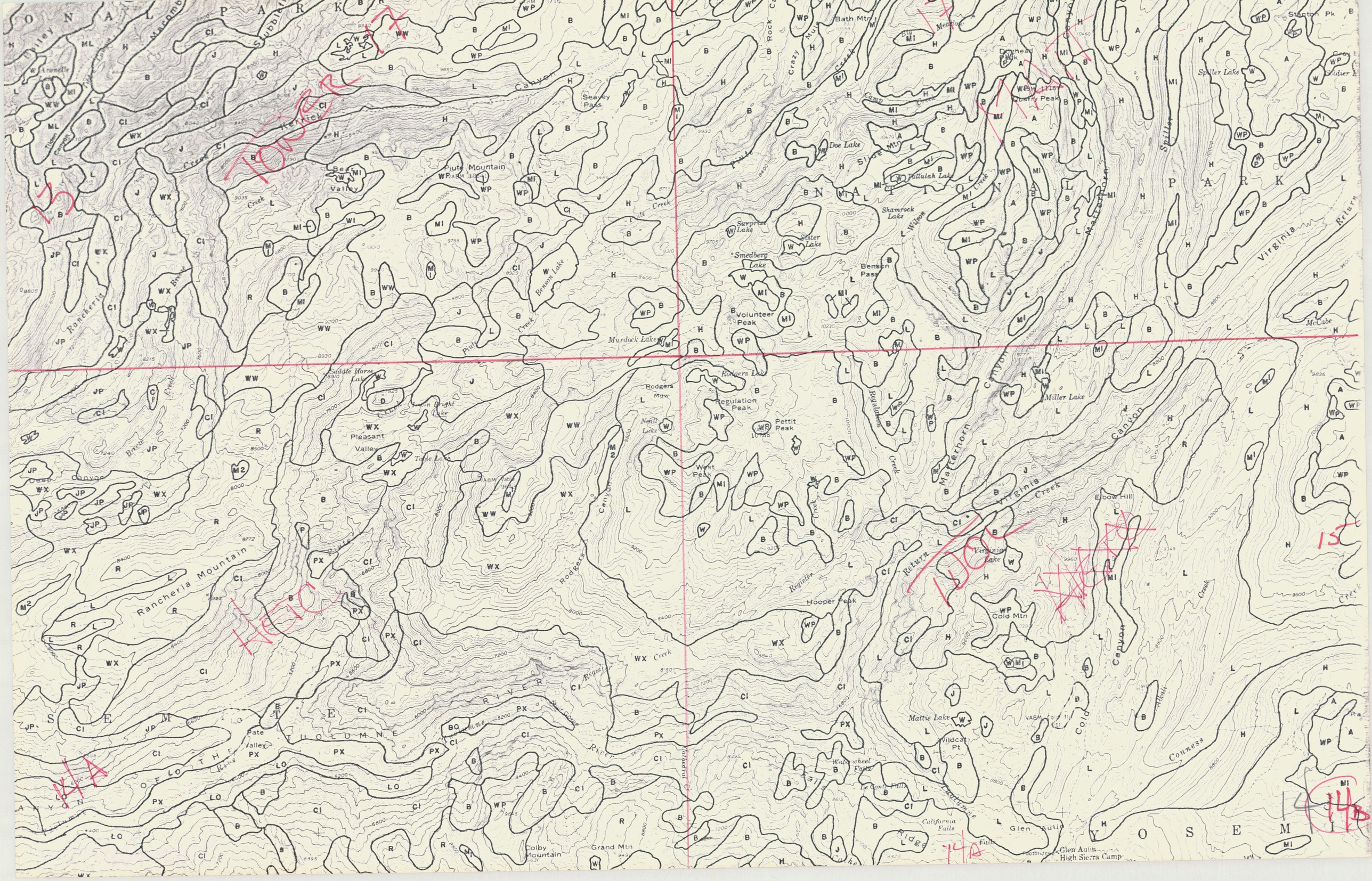 Section of Yosemite Topographic Map