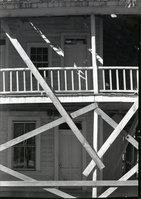 Close up of porch detail of old Cedar Cottage.