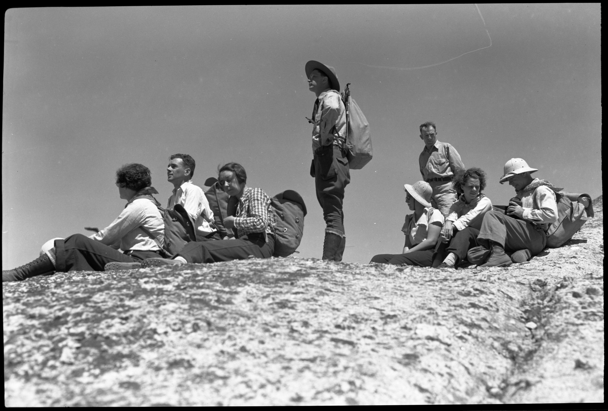 Ranger-naturalist Lowell Adams with group on Mt. Dana.