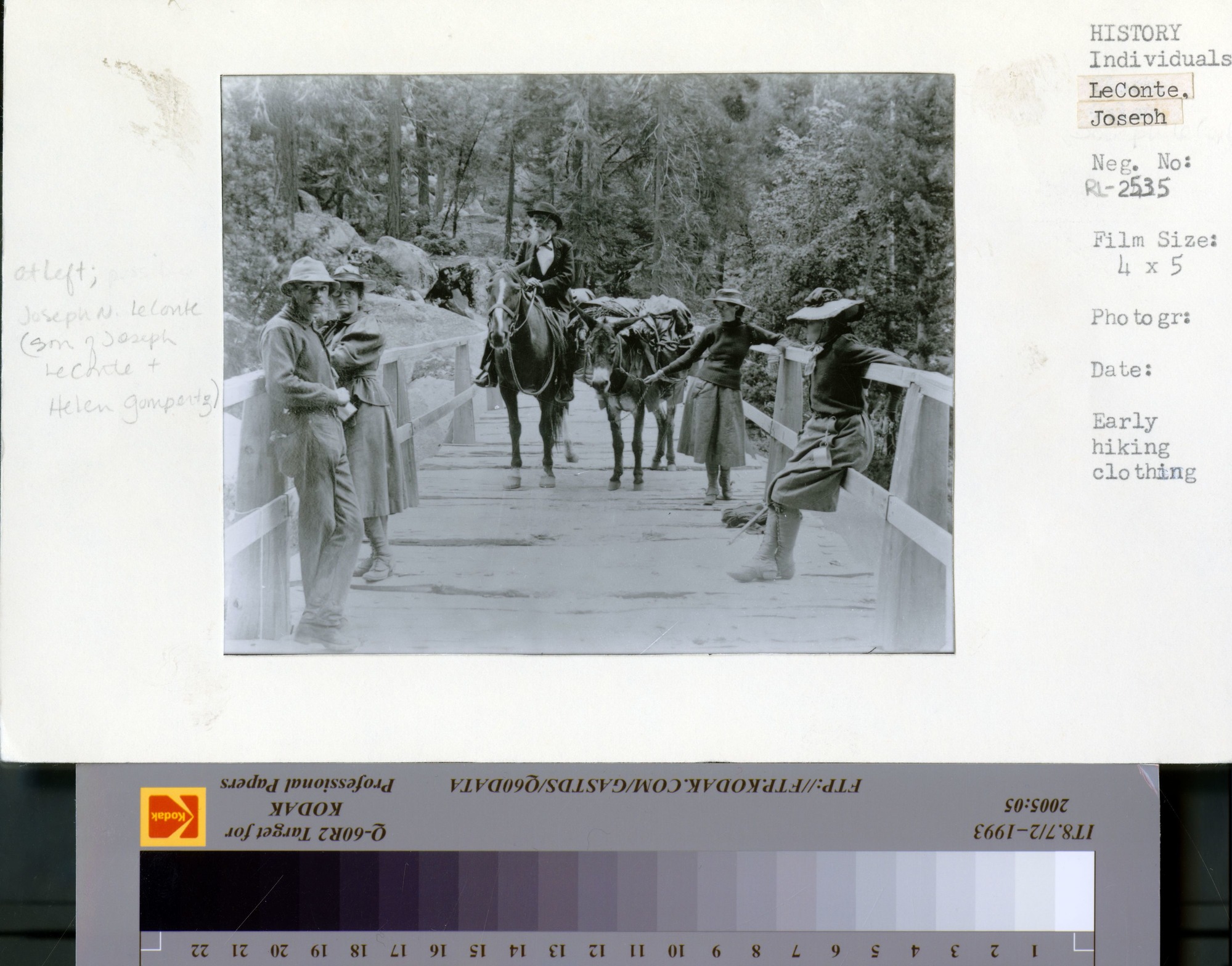 Early hiking clothing. [at left; Joseph N. LeConte (son of Joseph LeConte and Helen Gompertz)].